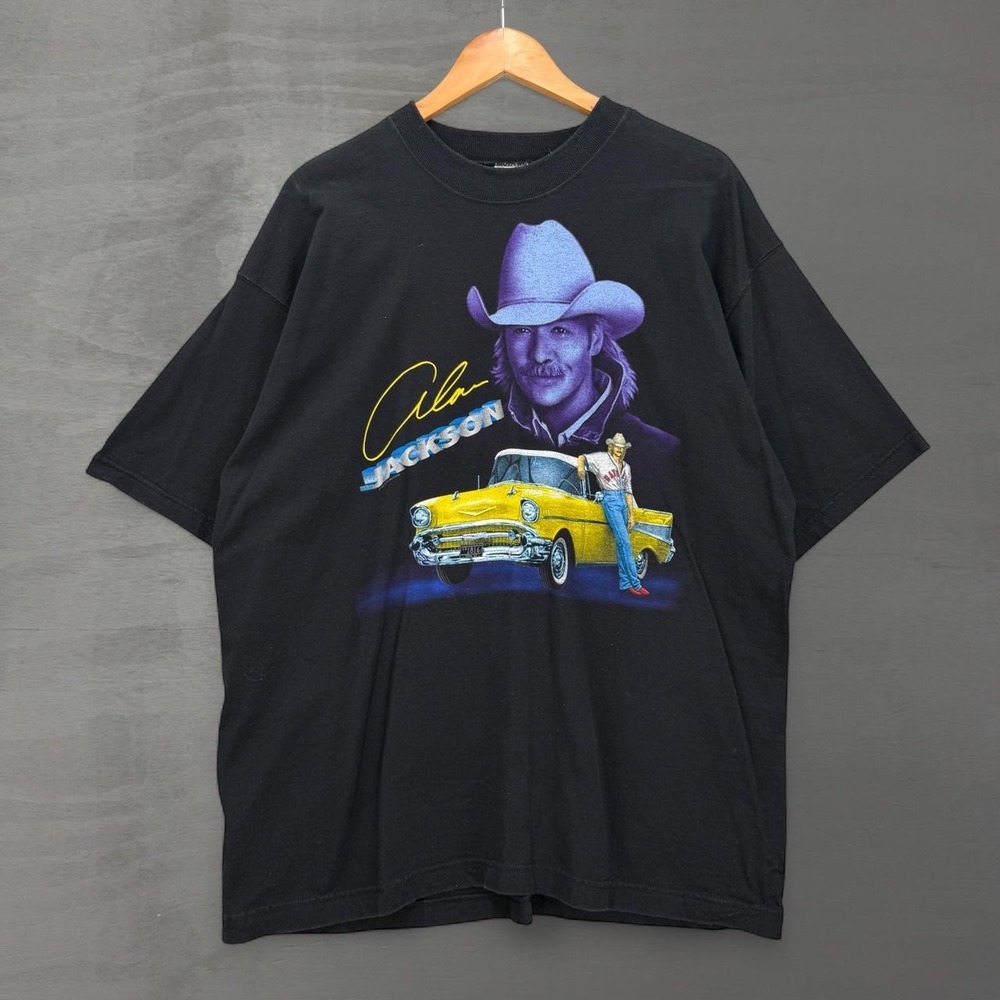 Vintage Alan Jackson Country Music Shirt Black Tour Graphic 90s XL